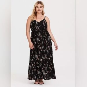 Black Floral Maxi Dress with Spaghetti Straps